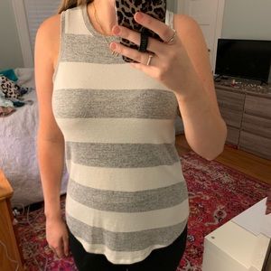 Gap White and Gray Striped Tank